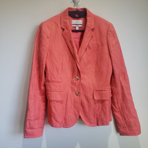 J Crew Schoolboy Blazer Women's 0 Peach Coral 2 Button Closure Lined - Picture 3 of 15